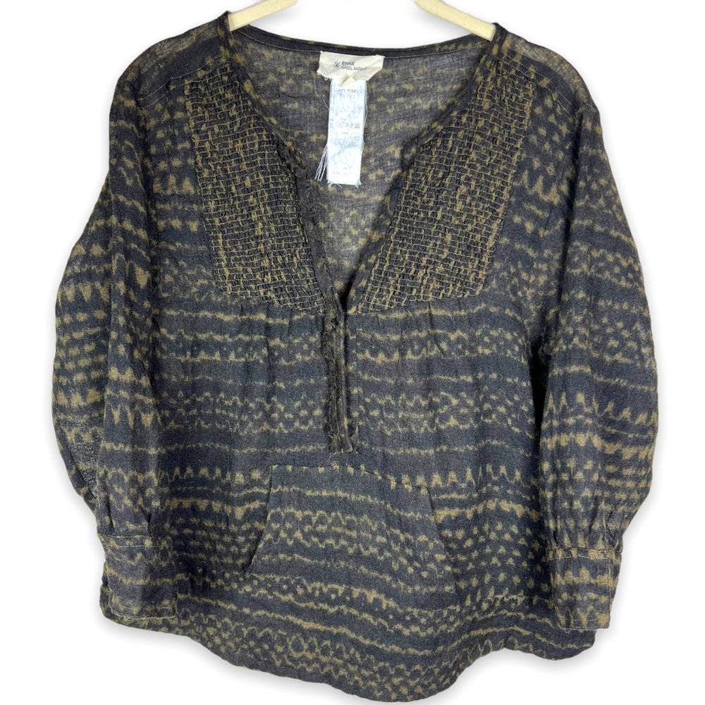 ISABEL MARANT ÉTOILE Bohemian Wool Abstract Aztec Print Blouse Size Small